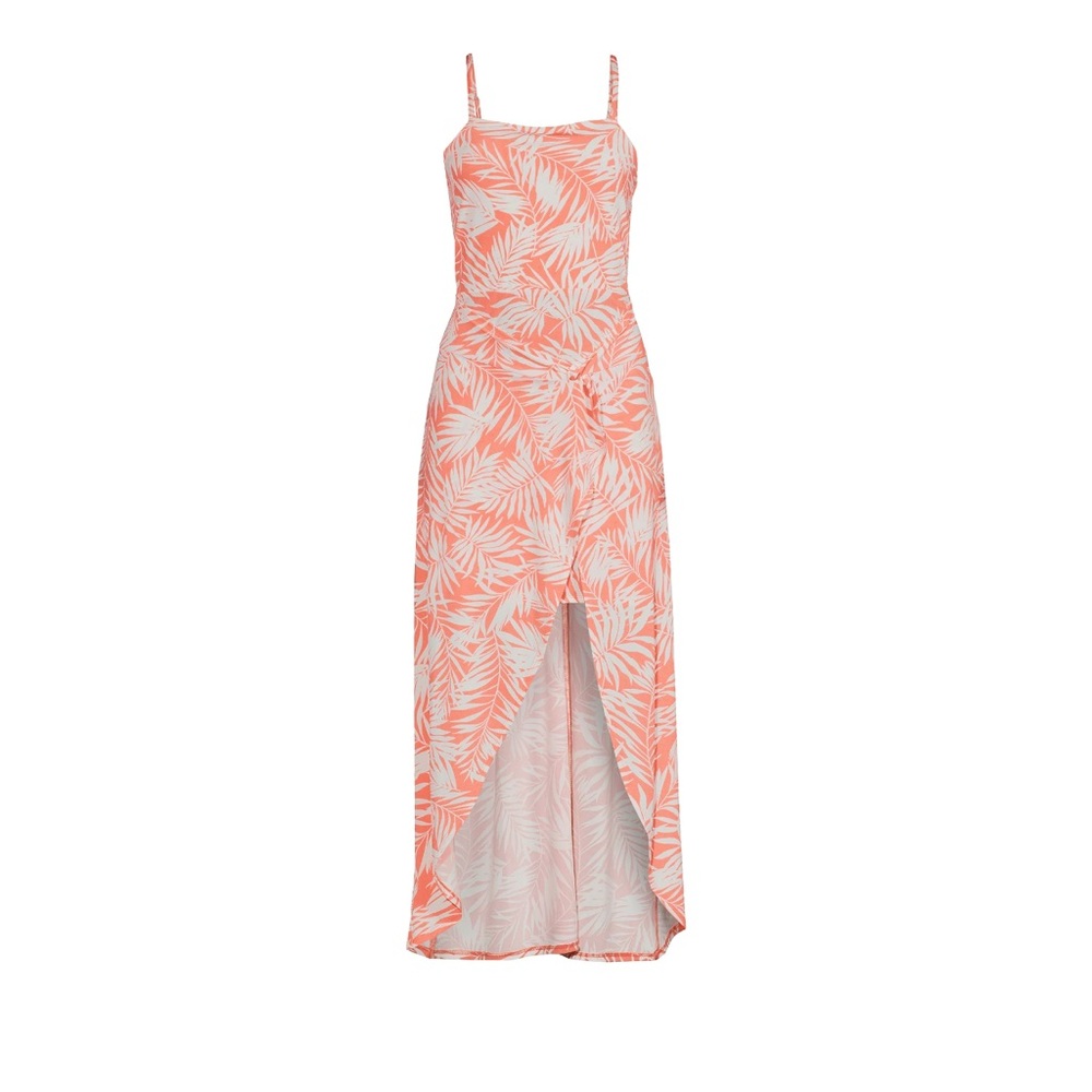 No Boundaries Juniors Tank Dress with Wrap Skirt, Adobe Coral